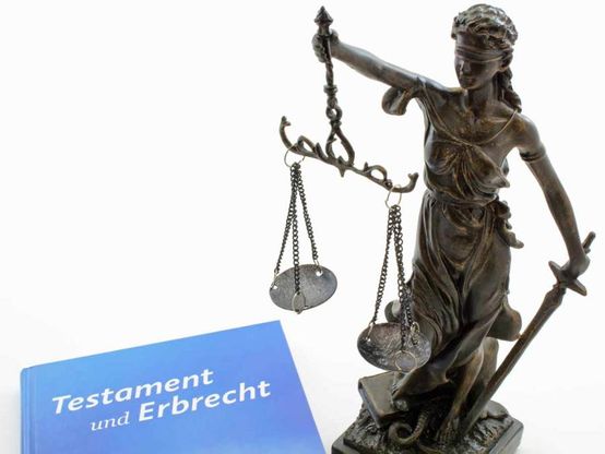 Justizfigur und Erbrechtbuch vom Rechtsanwalt für Erbrecht bei Schönebeck
